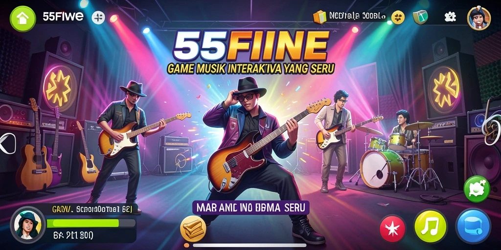 Tampilan gameplay interaktif 55FIVE yang menarik dan penuh warna.