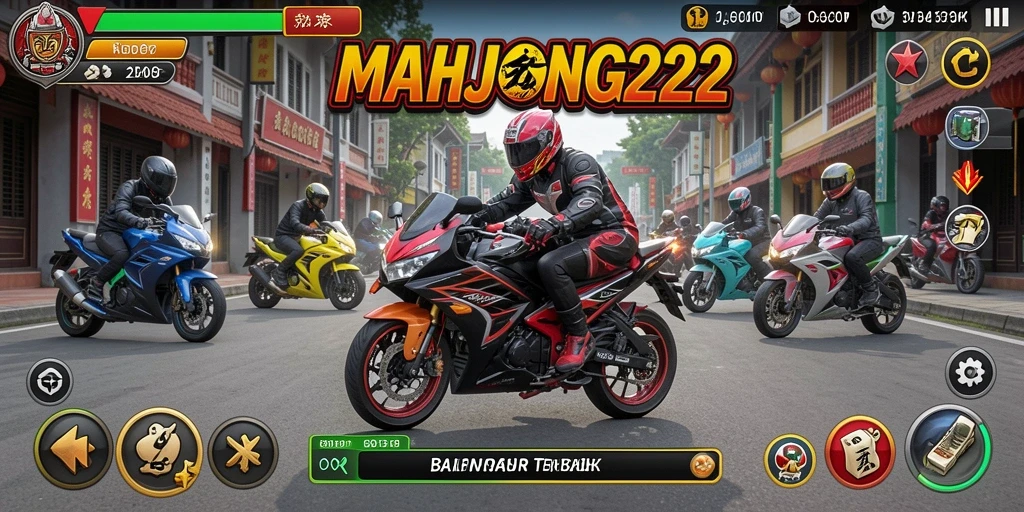 Tampilan gameplay seru dari balapan motor di MAHJONG222.