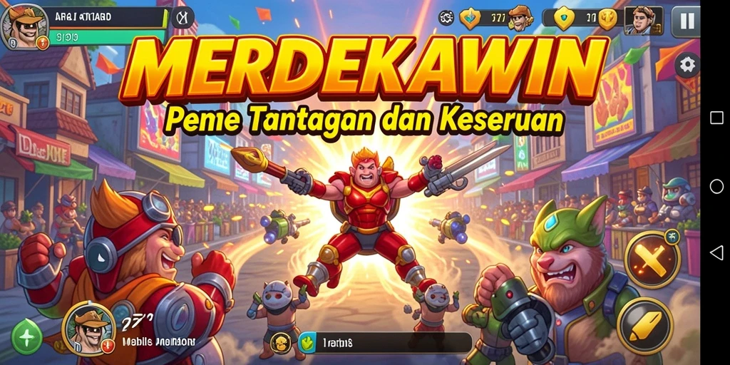 Tampilan seru gameplay MERDEKAWIN yang penuh tantangan dan keseruan.